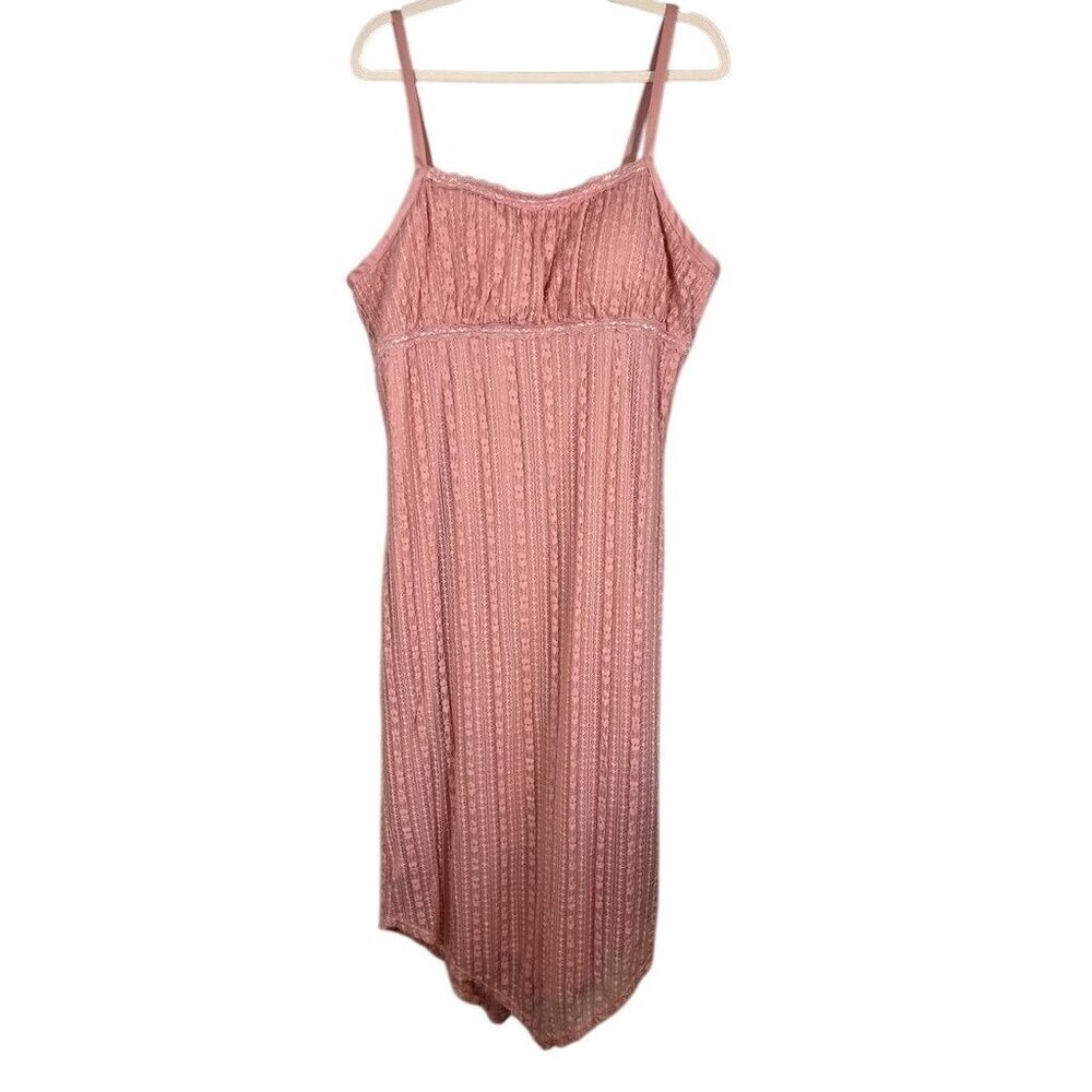 Retro Floral Tank Maxi Dress Pink 2X Babydoll Y2K Boho Western Preppy Feminine